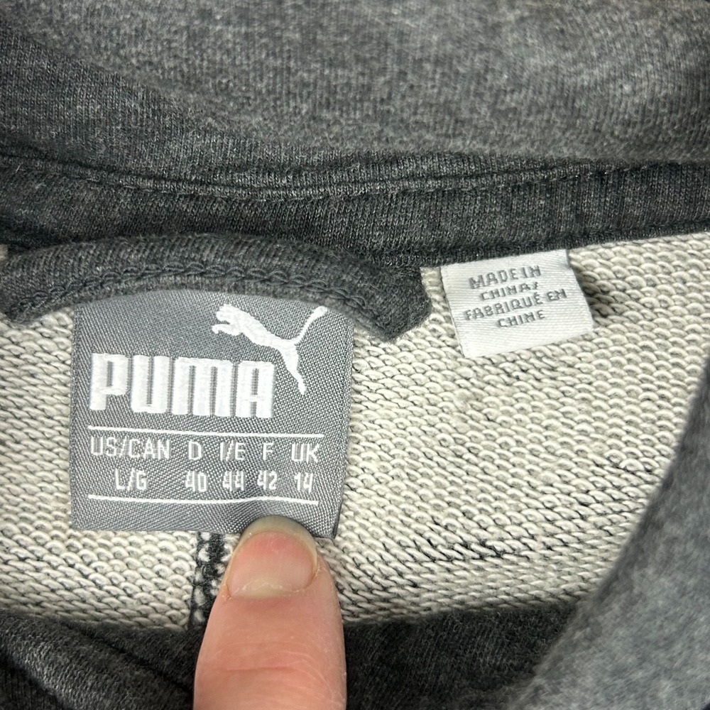 Puma Asymmetrical Jacket Women Large Gray Cotton French Terry Cowl Neck Full Zip - Picture 8 of 14